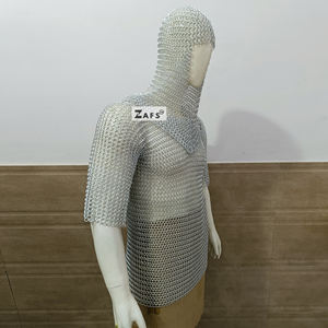 Camisa de malla de aluminio medieval con capucha de coif, armadura de caballero de anillos entrelazados para uso adulto, disfraz para cosplay y recreación histórica - Product Image 2