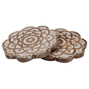 Dessous de plat en bois Mandala rond personnalisé pour casseroles et poêles porte-théières en bois de manguier tampons chauds décor de comptoir de cuisine décor à la maison - Product Image 5