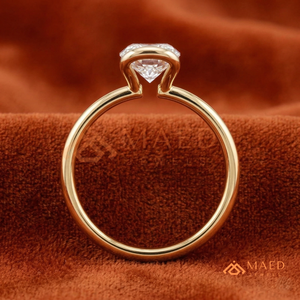4K Yellow Gold Half-Bezel Oval <b>Solitaire</b> <b>Ring</b> – Modern Floating Diamond Band Yellow Gold Over <b>Silver</b> Oval Cut Semi-Bezel <b>Ring</b> - Product Image 3