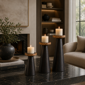 Ensemble de 3 porte-bougies en bois coniques écologiques de nouvelle conception pour la maison, l'hôtel et la décoration de Pâques - Product Image 5