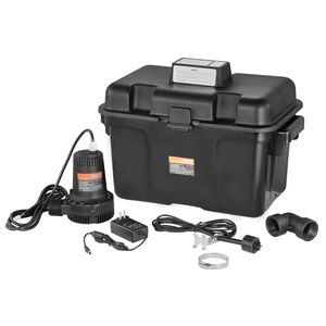 2000GPH 0.17 HP Basement Emergency Backup Sump Pump System 15V <b>Adapter</b> & Float <b>Switch</b> 24-hour Monitoring Water Pumps - Product Image 1
