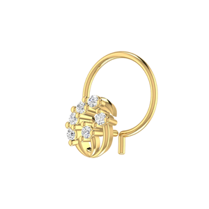 AJRETAIL – Pince-nez ethnique pour femme en or 14 carats, motif feuille florale, diamant naturel taille brillant rond 0,07 ct, pour mariage et fiançailles - Product Image 4