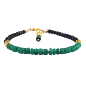 Hermosa obsidiana Esmeralda hecha a mano cuentas facetadas pulsera patrón piedra joyería niñas mujeres propiedades curativas - Product Image 1