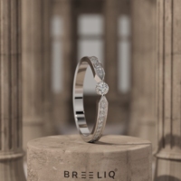 Bague de fiançailles en or massif 14 carats avec diamant de laboratoire, pierre centrale ronde, bande d'accentuation, bijoux fins minimalistes pour femmes