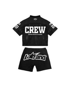 Ensemble de maillot de football américain personnalisé coupe ample en maille avec logo, numéro et lettres imprimés, short d'été, maillot de football rétro - Product Image 5