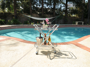 Anne Home - Carrito de Bar en Forma de X con Estructura Cromada, Carrito de Servicio para Sala de Estar, Mueble de Bar para el Hogar, 66.67Lx41.91Wx77.47H cm - Product Image 6