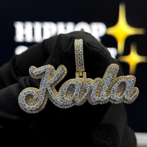 Colgante Personalizado de Doble Capa con Nombre en Letra Cursiva, Moissanita VVS, Plata de Ley 925, Chapado en Oro, Collar Hip Hop - Product Image 3