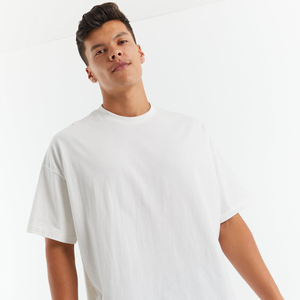Camiseta Blanca Extra Grande de Algodón para Hombre, Cuello Redondo, Manga Corta, Estilo Casual, Color Sólido, Diseño Liso, Largo Regular - Product Image 3