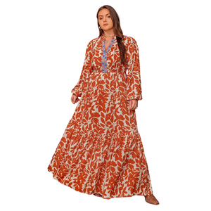Vestido largo de verano para mujer con estampado floral y lazo frontal - Product Image 4