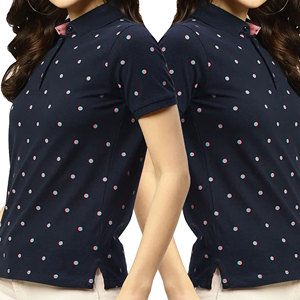 Polo de Mujer, Manga Corta, Informal, Tejido Transpirable, Largo Regular, 100% Algodón, Estampado - Product Image 6