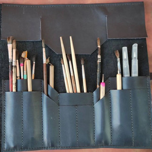 Rouleau de rangement en cuir personnalisé avec logo pour artistes, organiseur professionnel d'accessoires de peinture, production en gros, fournisseur OEM ODM à vendre - Product Image 5