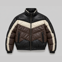 Blouson matelassé en cuir PU pour homme, style motard, col montant, fermeture éclair, coupe-vent épais pour l'hiver