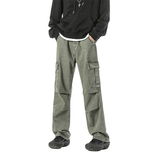 Custom Large Size Men's Casual <b>Work</b> <b>Cargo</b> <b>Pants</b> Waist Cotton Fabric Zipper Decorations Autumn - Product Image 1