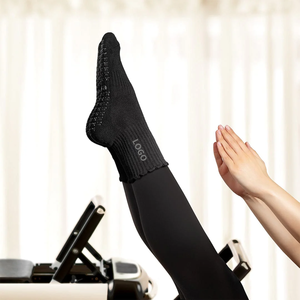 Dual Direction Inside Grip Free Design Custom LOGO Pilates <b>Socks</b> Women Yoga Barre Anti Slip Gym Indoor Daily 100% Cotton - Product Image 4