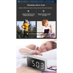 Mini <b>LED</b> Digital Alarm <b>Clock</b> with USB Power Portable Silent Mirror <b>Clock</b> for Bedroom and Car - Product Image 2