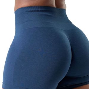 Shorts de sport pour femmes, bleu marine, taille mi-haute, extensibles, compressifs, pour l'entraînement, le fitness, les activités sportives, vêtements de sport confortables - Product Image 4