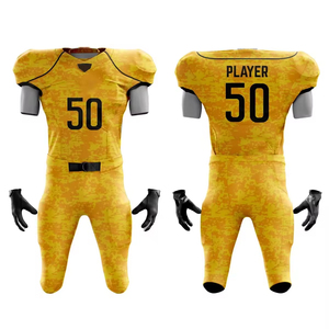 Custom Sublimated American Football Jersey <b>Men's</b> Short Sleeve Yellow Fitted Moisture Wicking With Custom Number - Product Image 1