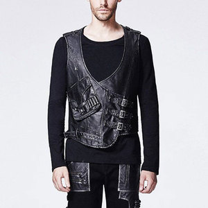 Chaleco Gótico para Hombre con Aspecto Desgastado, Cierres Frontales con Hebilla y Material de Cuero Sintético, Superventas - Product Image 1