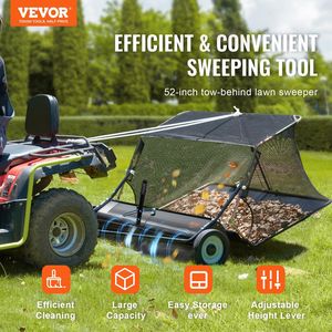 52 pouces Heavy Duty Pull Lawn Sweeper Hauteur réglable 26 cu. ft. Conception de corde de déversement de collecteur d'herbe de feuille de grande capacité pour - Product Image 2