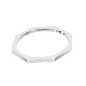 18K White Gold Plated Lab Grown Diamond Modern Geometric Diamond Cuff <b>Bracelet</b> in White Gold Minimalist Pavé Bangle for Women - Product Image 4