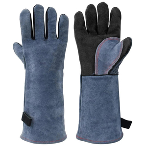 Gants de sécurité en cuir anti-feu, 14 pouces, manchette droite, résistance à la chaleur, protection contre l'abrasion et texture lisse et confortable - Product Image 2