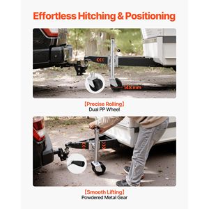 Martinetto Girevole per Rimorchio Barca Resistente con Capacità di Carico di 900 kg, Maniglia Ergonomica, Ruote Doppie in PP da 1 Pollice - Product Image 4