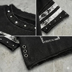 Camiseta Gráfica de Alta Calidad, Estilo Vintage, Lavado Ácido, 280 g/m², para Hombre, con Pedrería, Corte Recto - Product Image 4