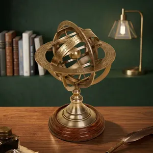 Esfera Armilar Decorativa de Latón Vintage, Escultura de Globo Celeste Antigua para el Hogar, Oficina, Estudio y Sala de Estar - Product Image 5