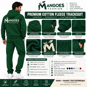 Conjunto Deportivo con Capucha Verde para Hombre, Manga Larga, Informal, 100% Algodón, Sudadera y Pantalones con Logotipo Frontal, Cremallera y Detalles Laterales - Product Image 6