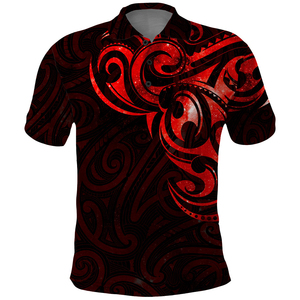 Sublimation Two Buttons Polo Shirts 100% Polyester 3D Pattern Design Tropical Hawaii Palm <b>Leaves</b> Sports Polo T Shirt - Product Image 3