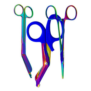 Pinzas Hemostáticas de 5.5 Pulgadas + Tijeras de Paramédico EMT de 7.25 Pulgadas, Color Multititanio Arcoíris, Acero Inoxidable de Primera Calidad, Quirúrgicas - Product Image 2