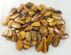 Pierre précieuse naturelle Œil de tigre, paire assortie, cabochon poli, pour la fabrication de bijoux, boucles d'oreilles, bagues, pendentifs, vente en gros - Product Image 3