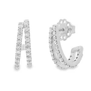 Pendientes de Aro Abiertos en Forma de C con Diamantes de Laboratorio de Corte Redondo en Oro Sólido de 10K, 14K y 18K, con Cierre a Presión, Minimalistas, Modernos y de Lujo - Product Image 3