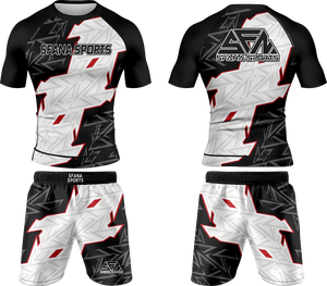 Ensemble d'entraînement MMA personnalisé pour hommes avec rashguard et short de sport pour les sports de grappling sans kimono - Product Image 3