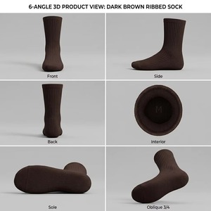 Chaussettes mi-hautes marron foncé pour hommes, 100 % coton tricoté, couleur unie, respirantes, pour usage quotidien, style automne, toutes saisons - Product Image 2