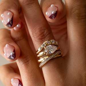 Twisted Double Band Wedding <b>Ring</b> Lab Grown Pave Diamond 14k 18k Solid Gold Delicate <b>Cross</b> Unique Bridal Stacking Jewelry Factory - Product Image 4