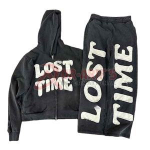 OEM 2025 Ensemble de pantalons de survêtement et sweat à capuche en chenille lourd graphique personnalisé 2 pièces délavés à l'acide et cousus pour l'hiver - Product Image 5