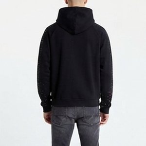 Nouveau sweat-shirt à capuche noir pour homme avec imprimé à pois colorés sur les manches, coupe classique, vêtement décontracté d'automne, tricot en coton, manches raglan - Product Image 2