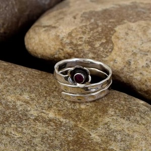 925 Sterling Silver Natural Red Garnet Multi Band <b>Stacking</b> <b>Ring</b> Handmade Fashion Jewelry for Women Valentine Gift - Product Image 5
