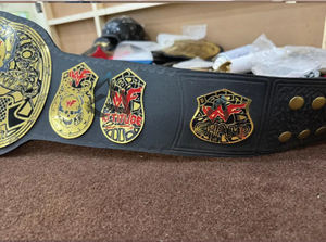 Cinturón de Campeonato Mundial de Peso Pesado W-W-F Personalizado con Diseño de Calavera y Piedra, 2 mm – Placas Metálicas Chapadas en Oro, Correa de Cuero - Product Image 4