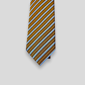 Men's Mustard <b>Brown</b> Blue Stripe <b>Tie</b> Luxury Jacquard Woven Designer Necktie Formal Business Wedding Party Fashion Neckwear Gift - Product Image 2