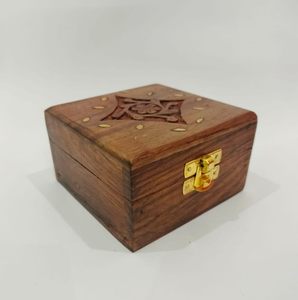 Vintage Wooden Jewelry Box with Red Velvet Interior, Handcrafted Storage Case, Decorative Keepsake Container for Rings - Product Image 2