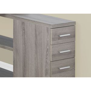 Scrivania Angolare per Ufficio Domestico con Cassetti Portaoggetti, Postazione di Lavoro a L, Laminato Marrone e Metallo Grigio per Utenti Laptop - Product Image 3