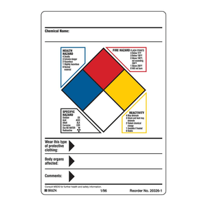 Panneau de signalisation des produits chimiques dangereux Brady NFPA 704, résistant à la chaleur et aux produits chimiques, pour les laboratoires et les sites industriels - Product Image 1
