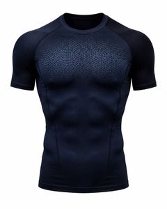 T-shirt de compression noir et gris pour homme, coupe ajustée, col rond, sportif, en maille respirante 180g, séchage rapide, manches courtes - Product Image 3