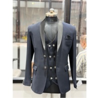 Traje de esmoquin de lujo para hombre, de excelente calidad, negro, transpirable, 100% seda, para verano, con solapa tipo chal, para novio, boda, fiesta