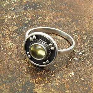 Anillos de boda de plata de ley 925 a precio de mayorista con piedra preciosa de citrino natural de forma redonda, anillo bohemio para mujeres y hombres. - Product Image 1