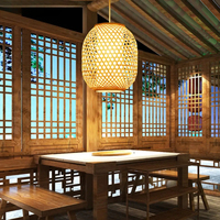 Lampe suspendue en bambou moderne faite à la main, grande cage ovale, abat-jour en osier tressé pour salon, luminaires de plafond