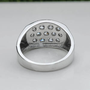 Round Cut Moissanite Diamond <b>Statement</b> <b>Ring</b> 925 Sterling Silver Rhodium Plated Pinky <b>Ring</b> for Men Iced Hip Hop Cluster Jewelry - Product Image 4