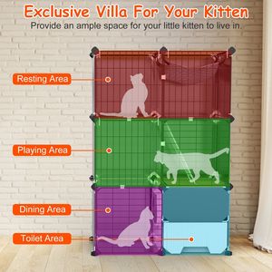 Gabbia per Gatti da Interno a 3 Livelli con Lettiera e Amaca Rimovibile, Recinto in Metallo per 1-2 Gatti, Arredamento per Animali Domestici - Product Image 3